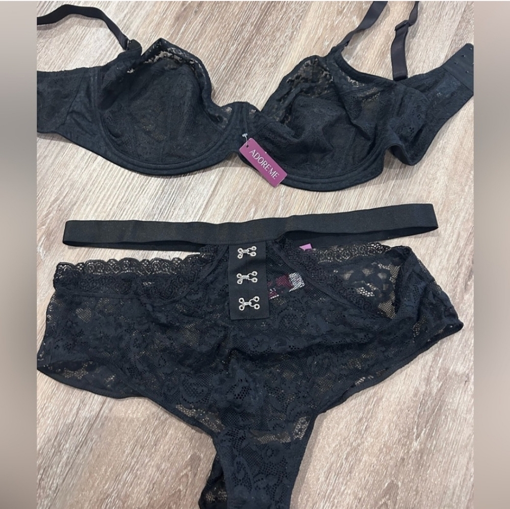 Adore‎ Me Black Lace Bra and Panty Set